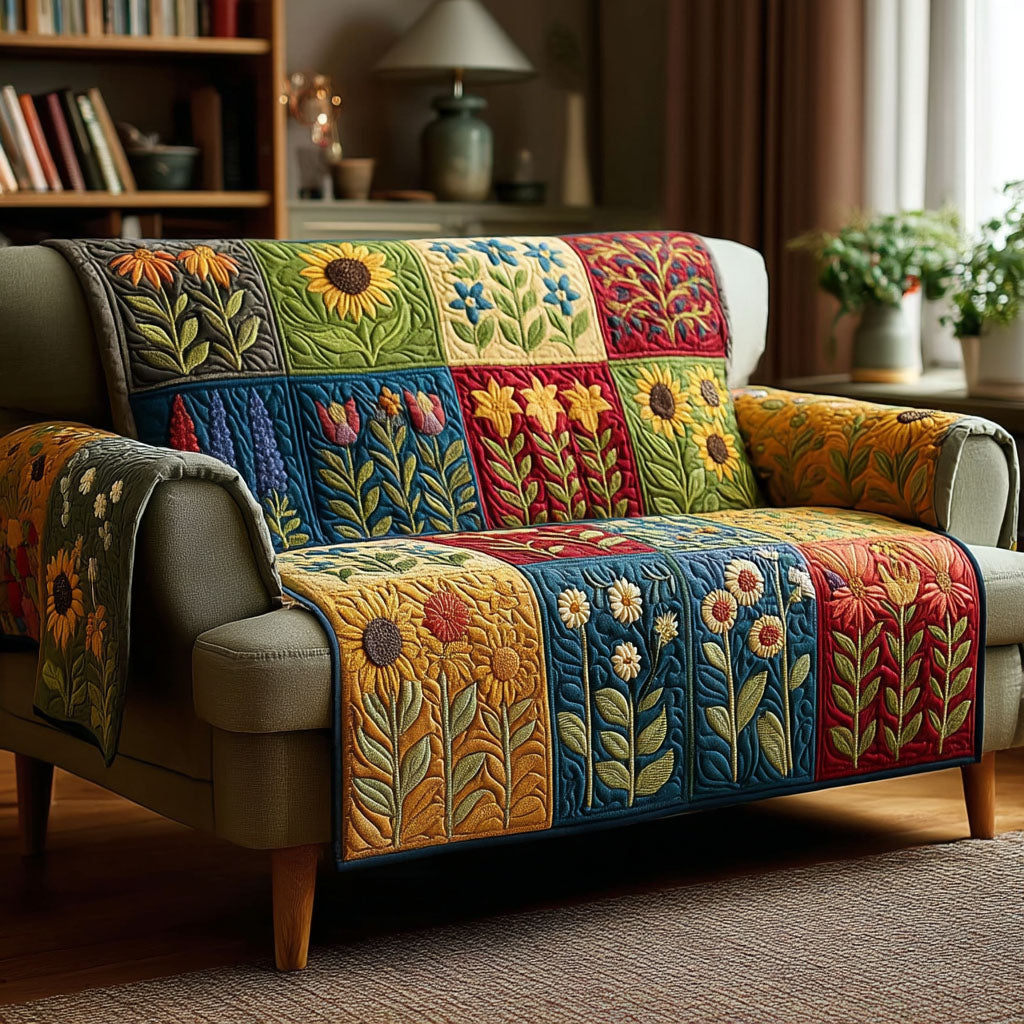 Garden Mosaic Quilted Sofa Cover NCU0TV528