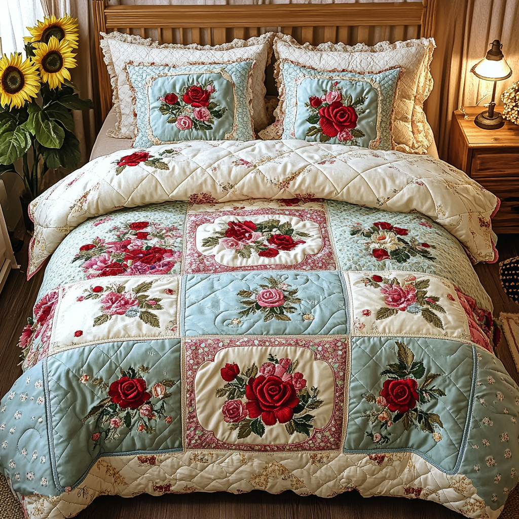 Garden Patch 3-Piece Quilted Bedding Set NCU0VL1464