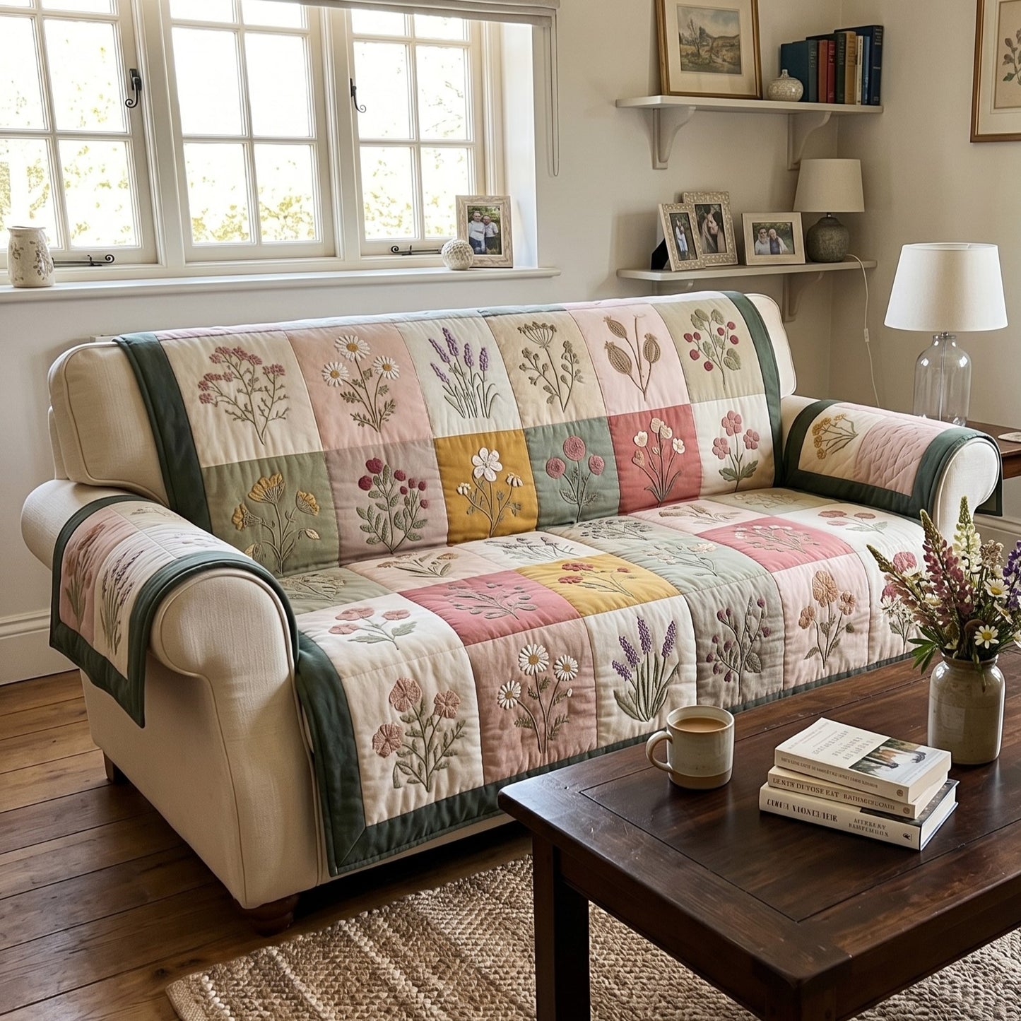 Garden Patch Quilted Sofa Cover NCU0DV9724