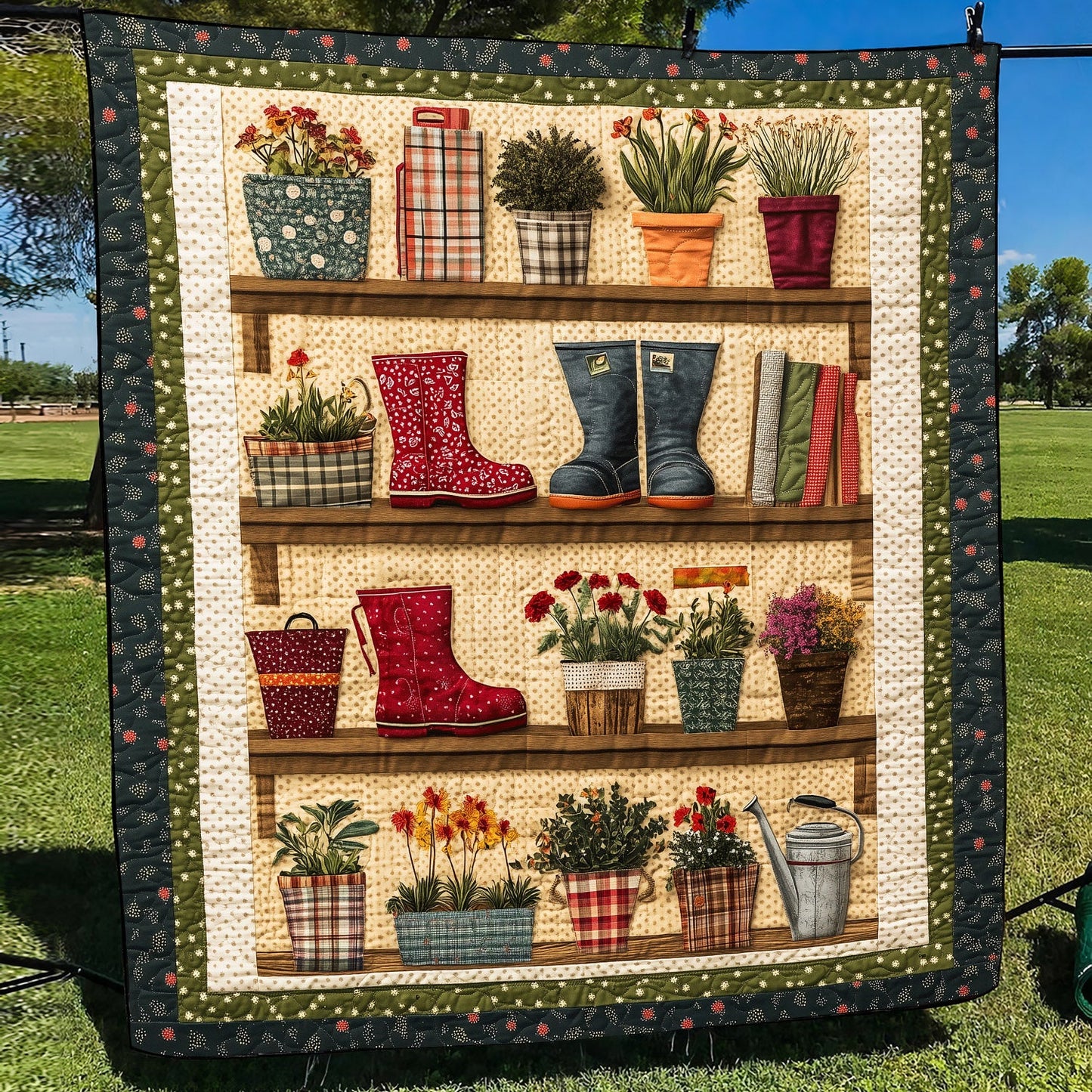 Garden Patchwork Quilted Blanket NCU0TH1427