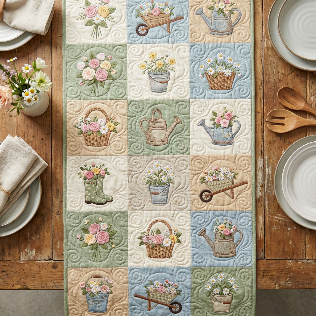 Garden Patchwork Quilted Table Runner NCU0TV1777