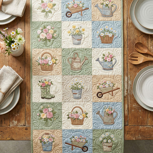 Garden Patchwork Quilted Table Runner NCU0TV1777