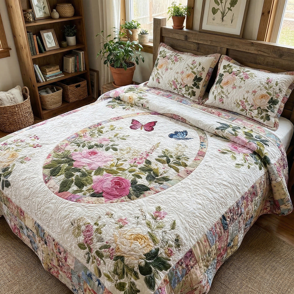 Garden Petal Bliss 3-Piece Quilted Bedding Set NCU0PT11525