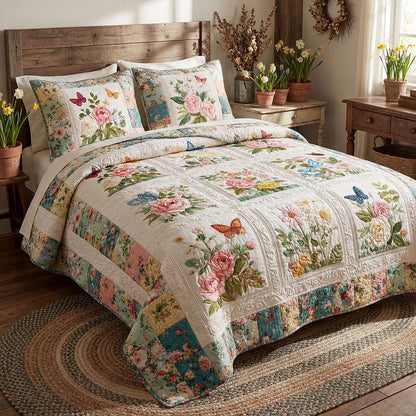 Garden Petal Symphony 3-Piece Quilted Bedding Set NCU0PT11526