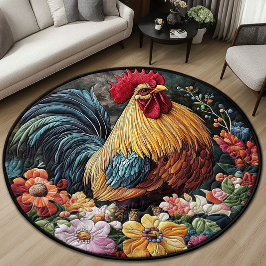 Garden Rooster Quilted Round Mat NCU0PT6314