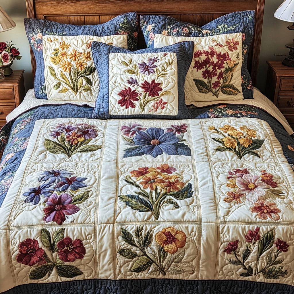 Garden Serenity 3-Piece Quilted Bedding Set NCU0VH5161