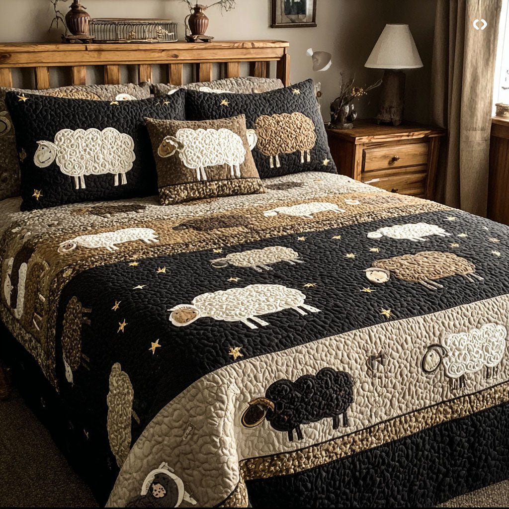Garden Sheep 3-Piece Quilted Bedding Set NCU0DK11568