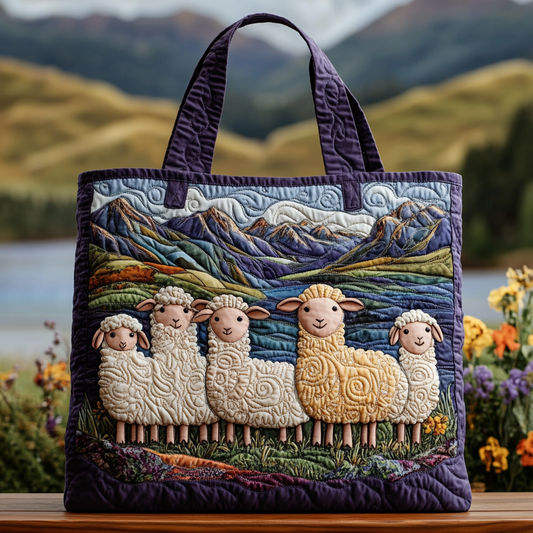 Garden Sheep Quilted Tote Bag NCU0DK9563