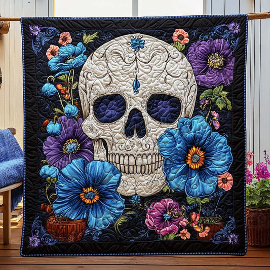 Garden Skull Bloom Quilted Blanket NCU0NT7928