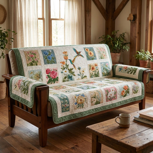 Garden Song Hummingbird Quilted Sofa Cover NCU0PT11472