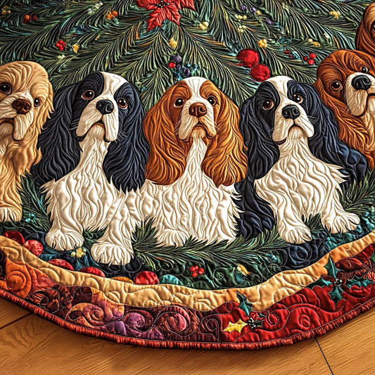 Garden Spaniel Quilted Christmas Tree Skirt NCU0PT2070