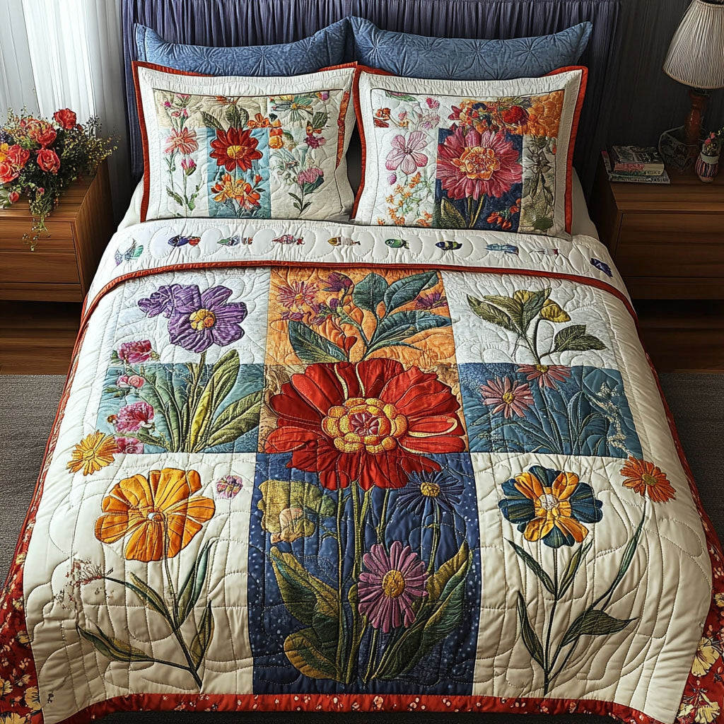 Garden Whimsy 3-Piece Quilted Bedding Set NCU0PT4782