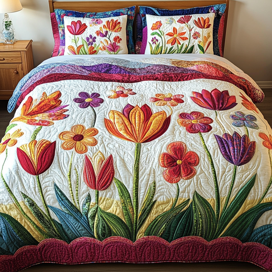Garden Whimsy 3-Piece Quilted Bedding Set NCU0VH3754