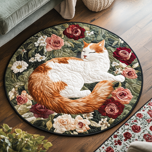 Garden Whiskers Quilted Round Mat NCU0VH5399
