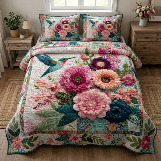 Garden Whisper 3-Piece Quilted Bedding Set NCU0NT12324