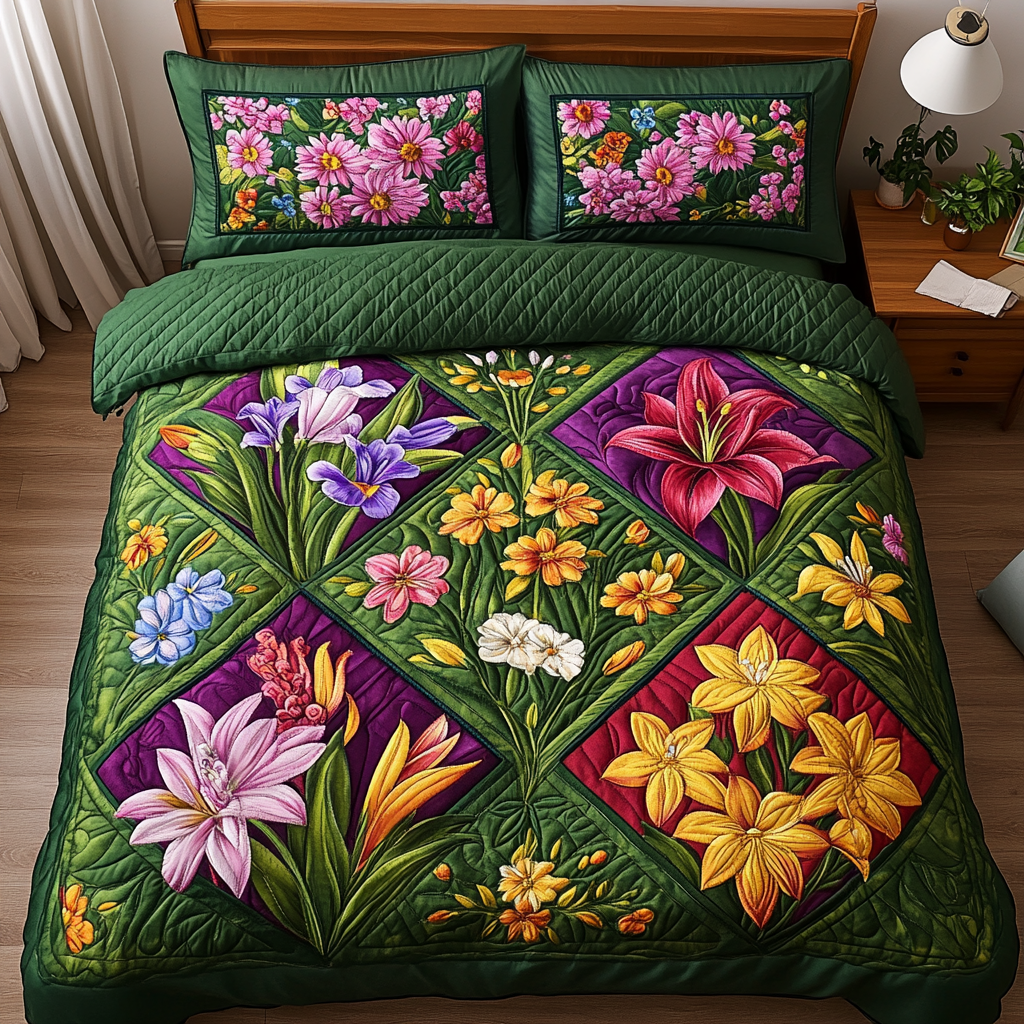 Garden Whispers 3-Piece Quilted Bedding Set NCU0DK6064