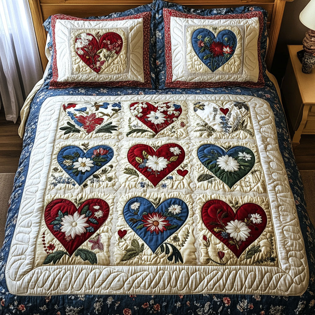 Garden of Love 3-Piece Quilted Bedding Set NCU0PT3715