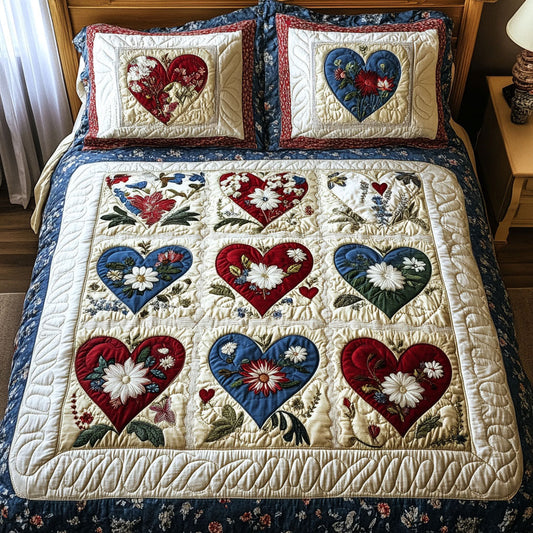 Garden of Love 3-Piece Quilted Bedding Set NCU0PT3715