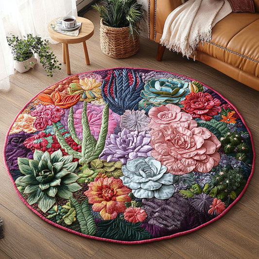Garden of Thorns and Blooms Quilted Round Mat NCU0PT4980