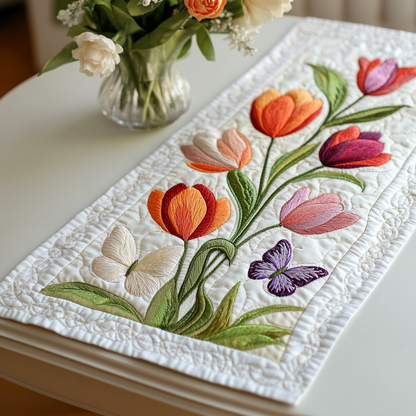 Garden of Tulips Quilted Table Runner NCU0VL1440