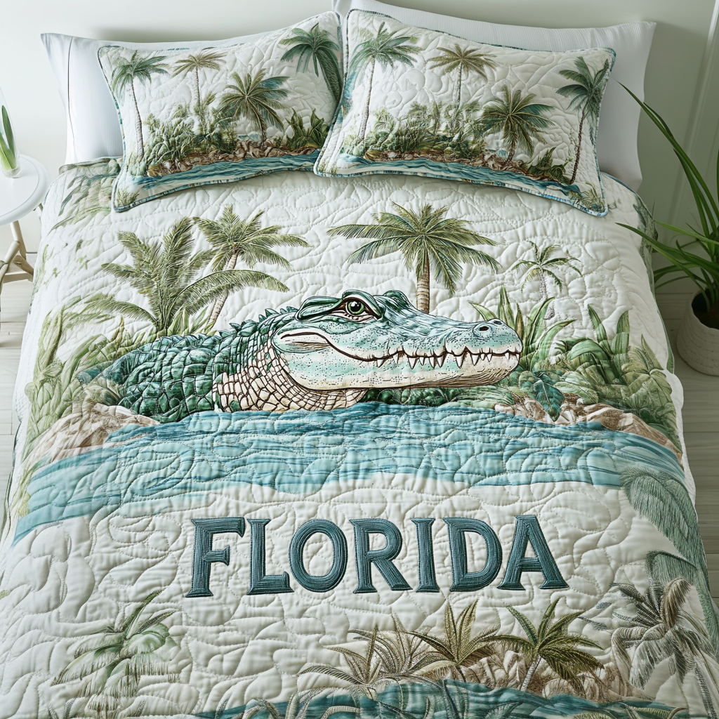 Gator Bayou 3-Piece Quilted Bedding Set NCU0VH4242