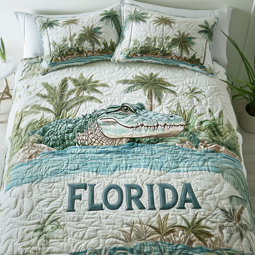 Gator Bayou 3-Piece Quilted Bedding Set NCU0VH4242