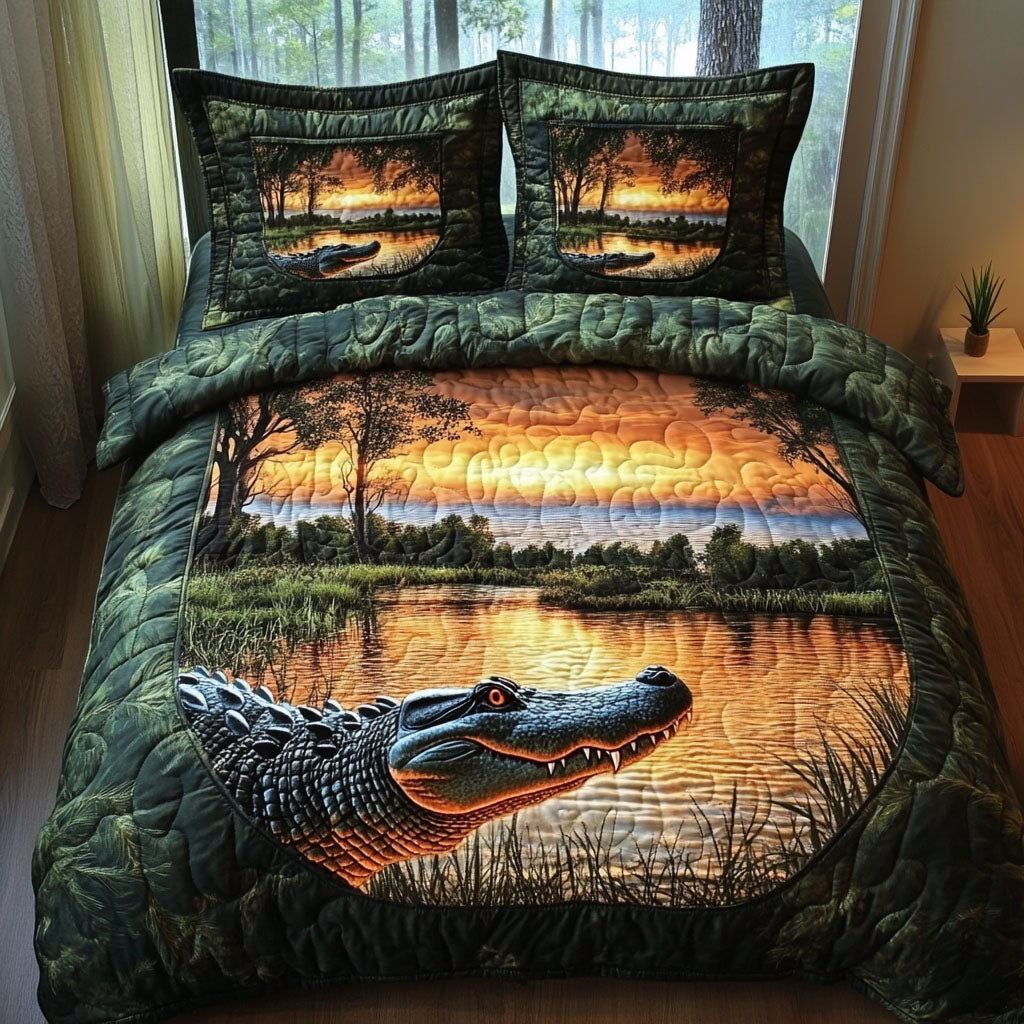 Gator Watch 3-Piece Quilted Bedding Set NCU0PT6630