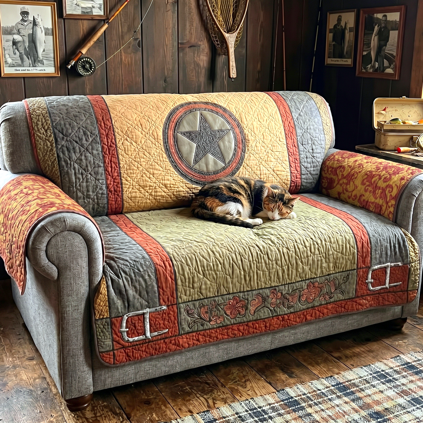 Texas Star Bold Quilted Sofa Cover NCU0XD2128