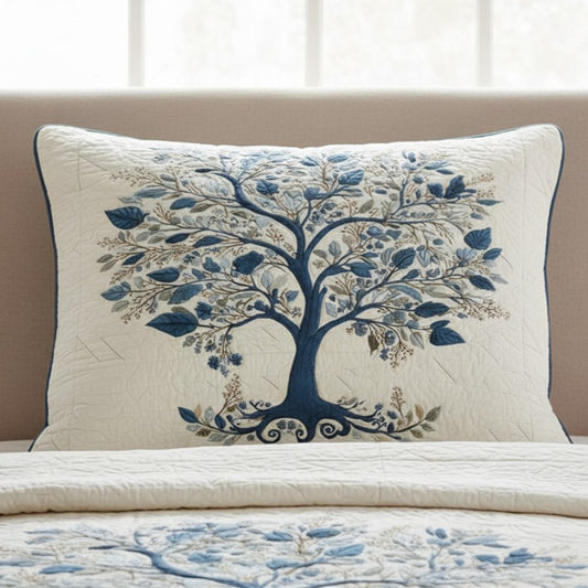Blue Serenity Quilted Bedding Pillow Case NCU0VL3065