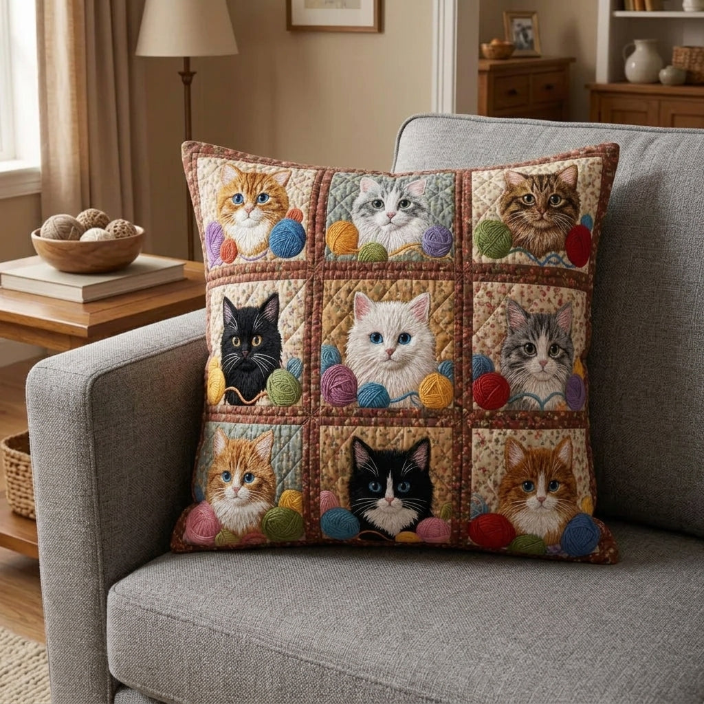 Woolen Cat Dream Quilted Pillow Case NCU0HH1955