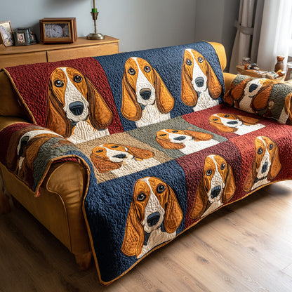 Gentle Basset Quilted Sofa Cover NCU0TD2177