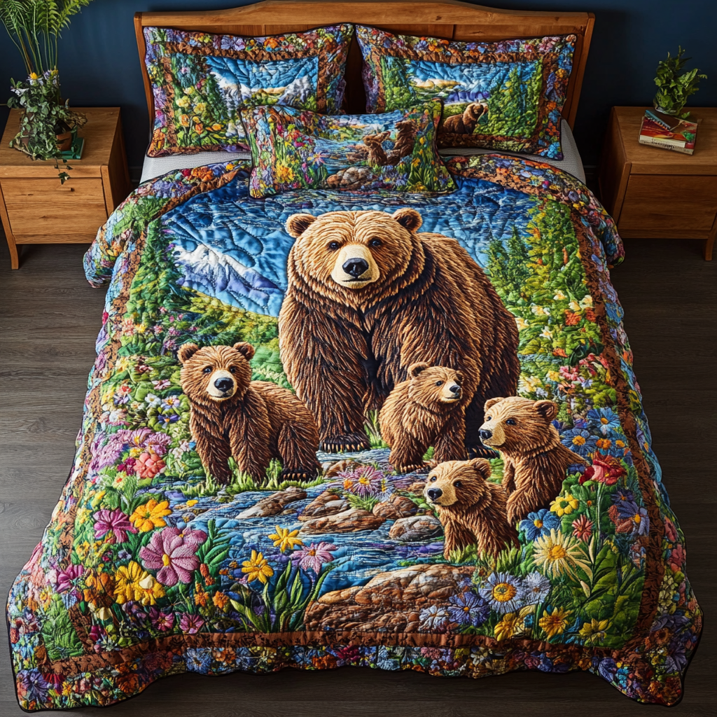 Gentle Bear Quilted Bedding Set NCU0DK6434