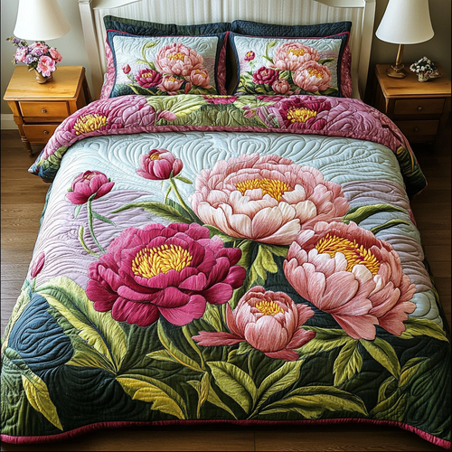 Gentle Bloom 3-Piece Quilted Bedding Set NCU0DK6657