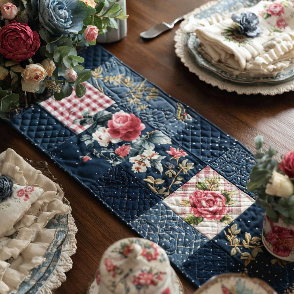 Gentle Bloom Mosaic Quilted Table Runner NCU0PT11239