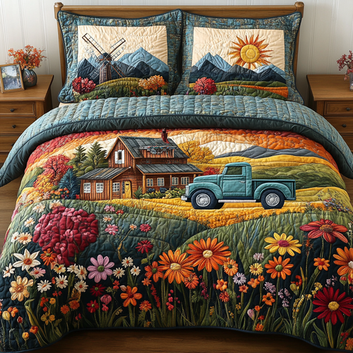 Gentle Breezes 3-Piece Quilted Bedding Set NCU0DV4388