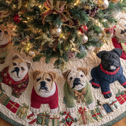 Gentle Bulldog Christmas Quilted Tree Skirt NCU0DK10771
