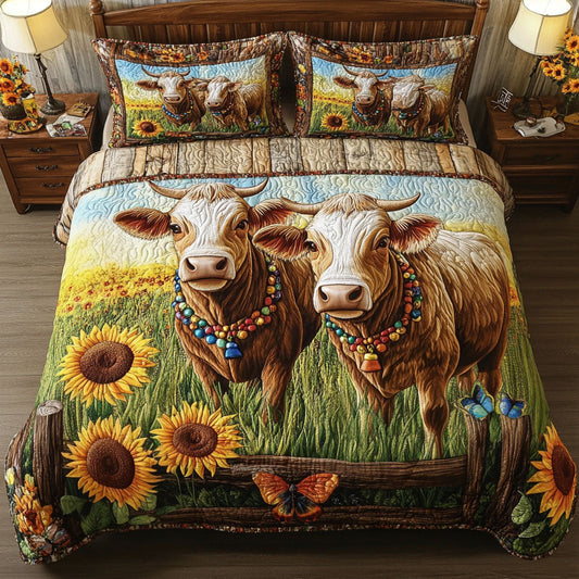 Gentle Cows 3-Piece Quilted Bedding Set NCU0NT5480