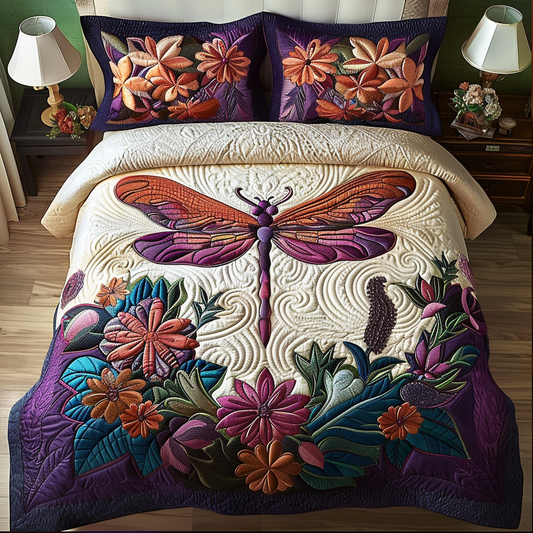 Gentle Dragonfly 3-Piece Quilted Bedding Set NCU0DK10731