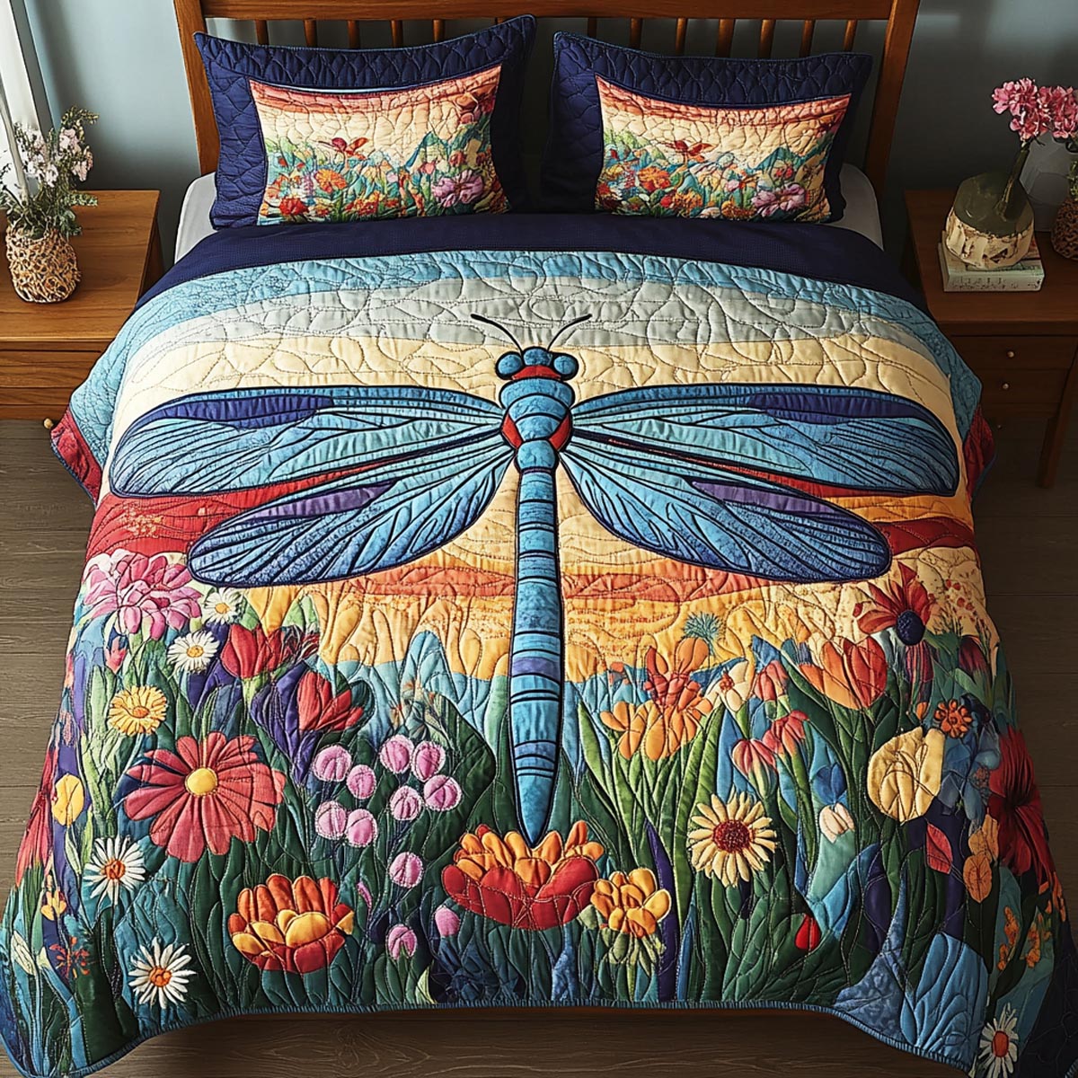 Gentle Dragonfly 3-Piece Quilted Bedding Set NCU0DV9287