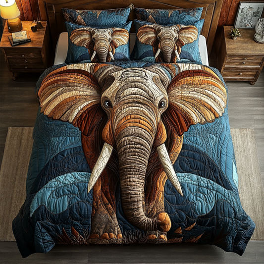 Gentle Elephant 3-Piece Quilted Bedding Set NCU0DK9576