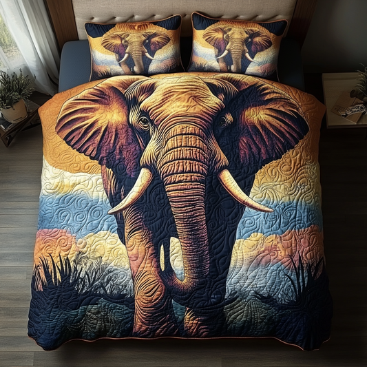 Gentle Elephant 3-Piece Quilted Bedding Set NCU0DV5958