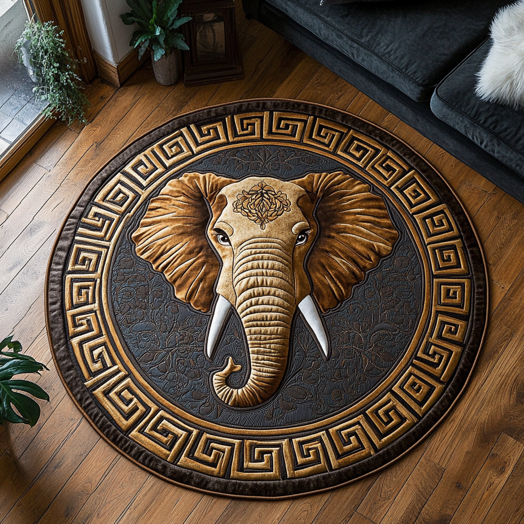 Gentle Elephant Quilted Round Mat NCU0DK9650