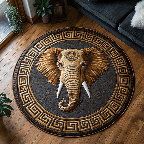 Gentle Elephant Quilted Round Mat NCU0DK9650