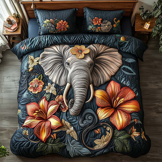 Gentle Elephant Walk 3-Piece Quilted Bedding Set NCU0NT8309
