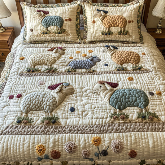 Gentle Fleece 3-Piece Quilted Bedding Set NCU0PT7565
