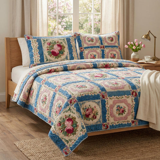 Gentle Florals 3-Piece Quilted Bedding Set NCU0TD2529