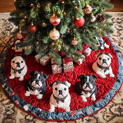 Bulldog Christmas Quilted Tree Skirt NCU0VT293