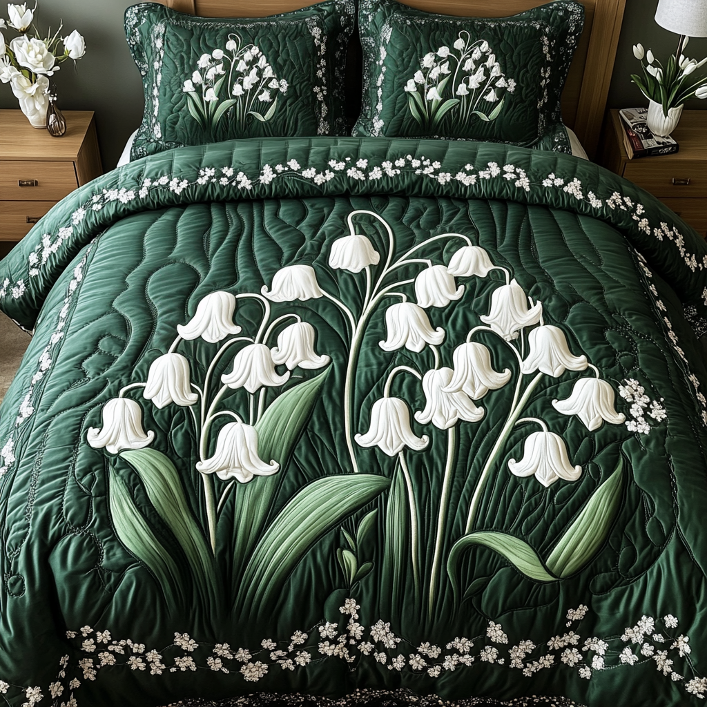 Gentle Garden 3-Piece Quilted Bedding Set NCU0VH4399