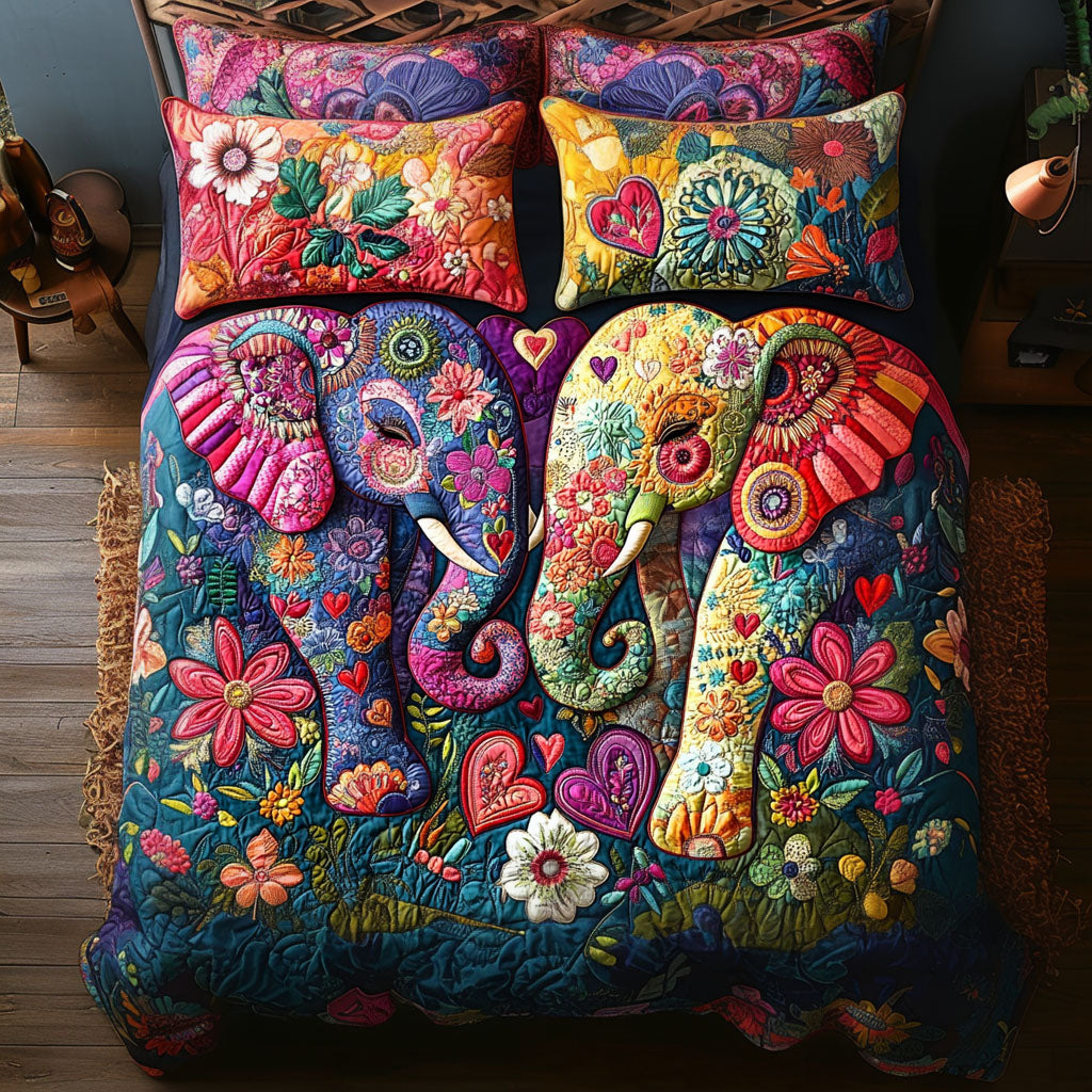 Gentle Giants of Love 3-Piece Quilted Bedding Set NCU0PT2984