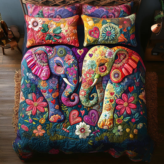 Gentle Giants of Love 3-Piece Quilted Bedding Set NCU0PT2984